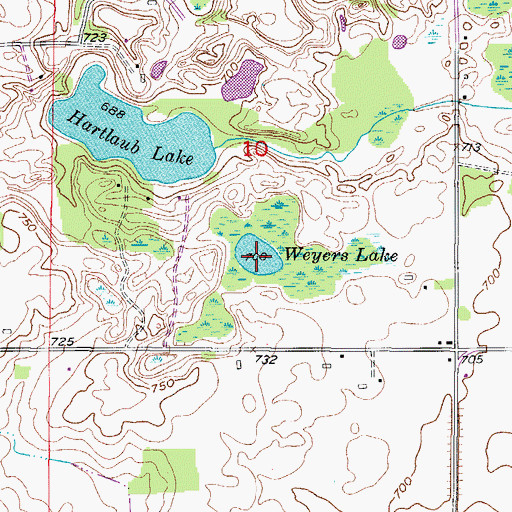 Topographic Map of Weyers Lake, WI