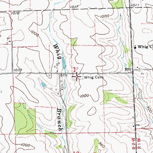 Topographic Map of Whig Cemetery, WI