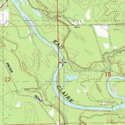 Topographic Map of Whippoorwill Creek, WI