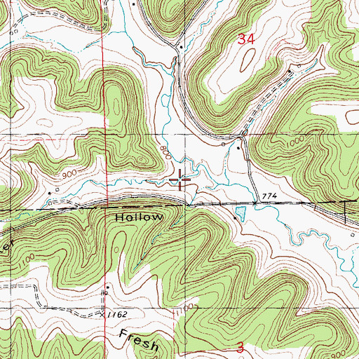 Topographic Map of Whitaker Hollow, WI