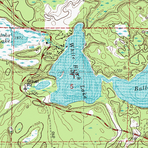 Topographic Map of White Birch Lake, WI