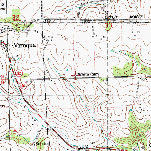 Topographic Map of White Cemetery, WI