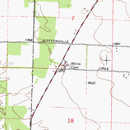 Topographic Map of White Cemetery, WI