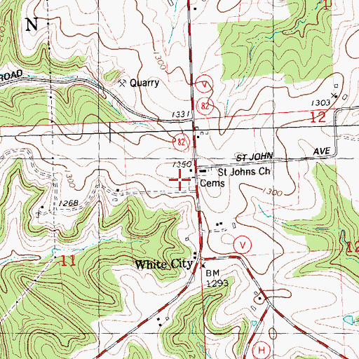 Topographic Map of White City Cemetery, WI