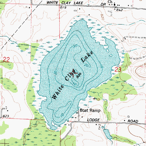 Topographic Map of White Clay Lake, WI