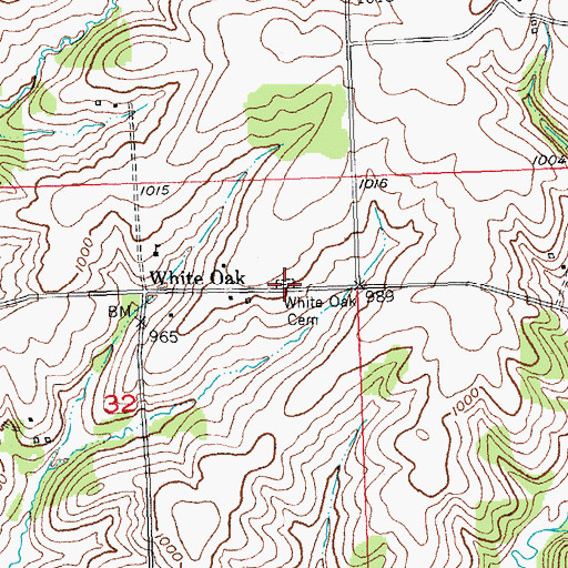 Topographic Map of White Oak Cemetery, WI