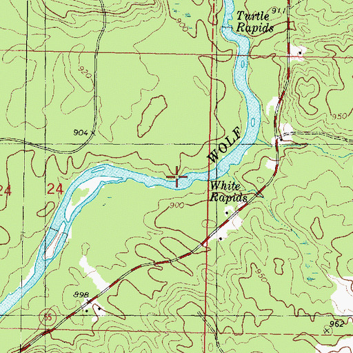 Topographic Map of White Rapids, WI