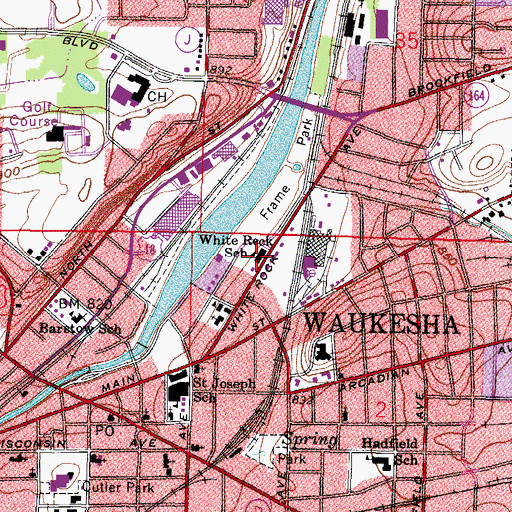 Topographic Map of White Rock Elementary School, WI