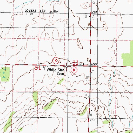 Topographic Map of White Star Cemetery, WI
