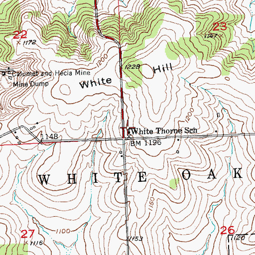 Topographic Map of White Thorne School, WI