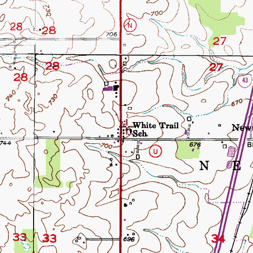 Topographic Map of White Trail School, WI
