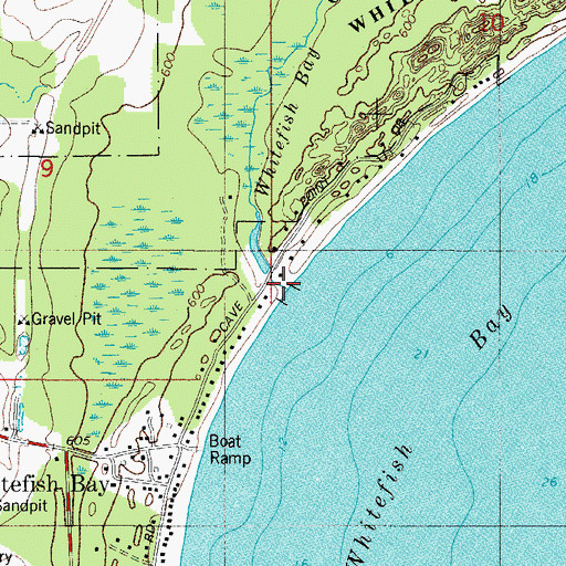Topographic Map of Whitefish Bay Creek, WI