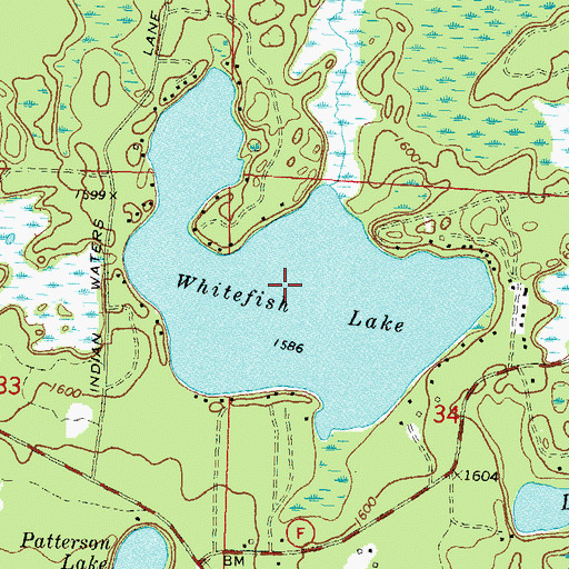 Topographic Map of Whitefish Lake, WI