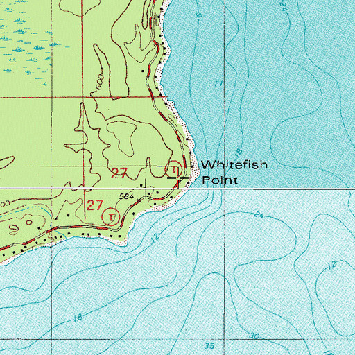 Topographic Map of Whitefish Point, WI