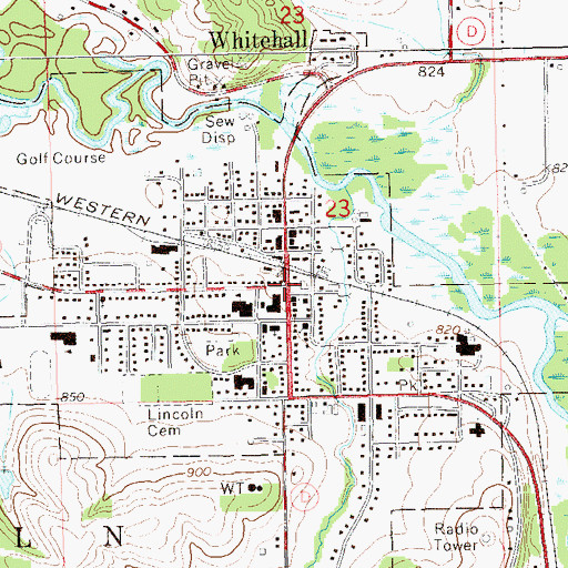 Topographic Map of Whitehall, WI