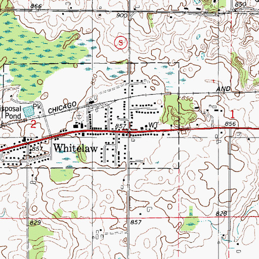 Topographic Map of Whitelaw, WI