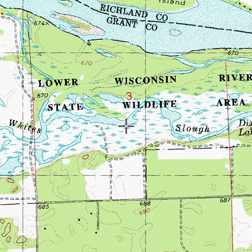 Topographic Map of Whites Slough, WI