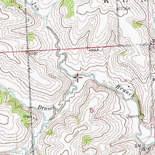 Topographic Map of Whiteside Branch, WI