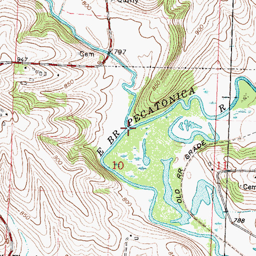 Topographic Map of Whiteside Creek, WI
