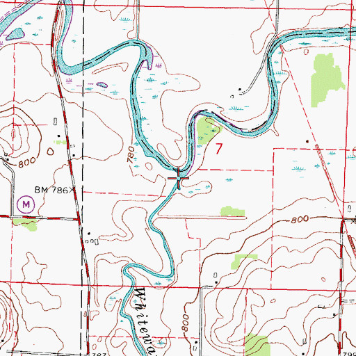 Topographic Map of Whitewater Creek, WI