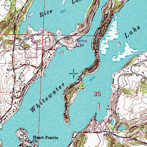 Topographic Map of Whitewater Lake, WI