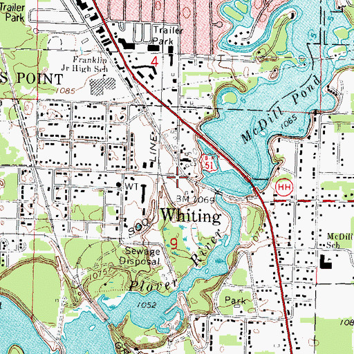 Topographic Map of Whiting, WI