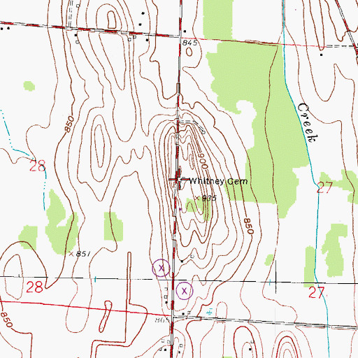 Topographic Map of Whitney Cemetery, WI
