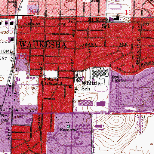 Topographic Map of Whittier Elementary School, WI