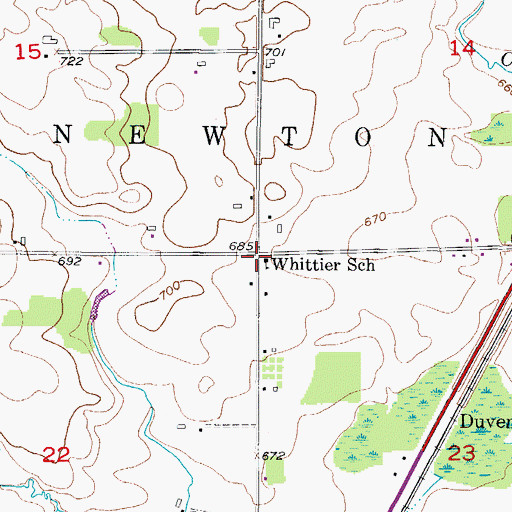 Topographic Map of Whittier School, WI