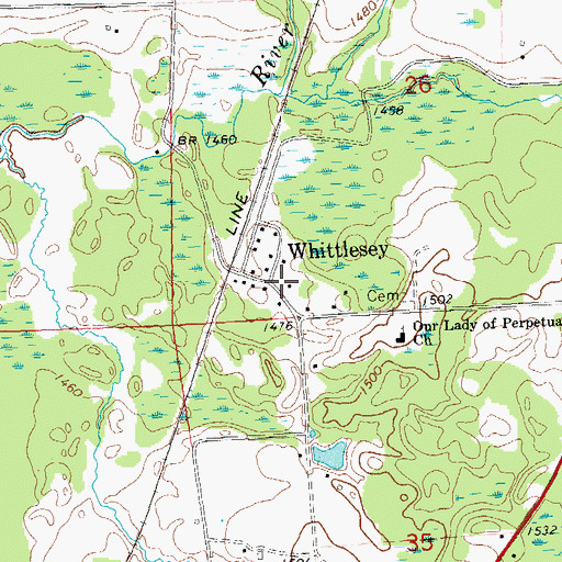 Topographic Map of Whittlesey, WI