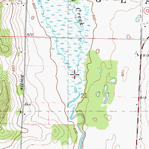 Topographic Map of O'Keefe Creek, WI