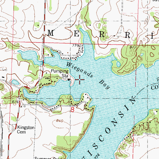 Topographic Map of Wiegands Bay, WI