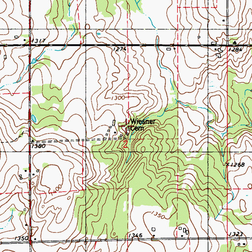 Topographic Map of Wiesner Cemetery, WI