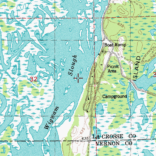 Topographic Map of Wigwam Slough, WI