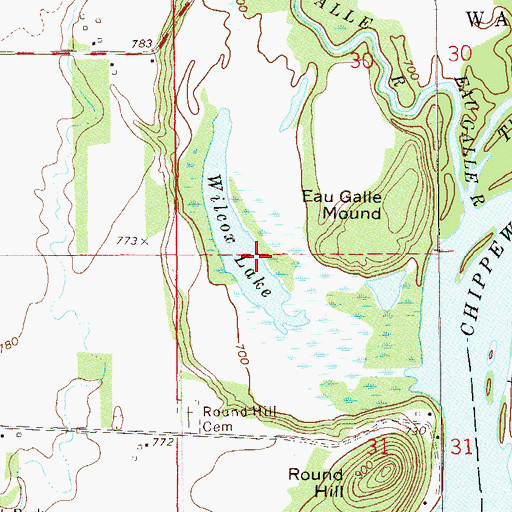 Topographic Map of Wilcox Lake, WI