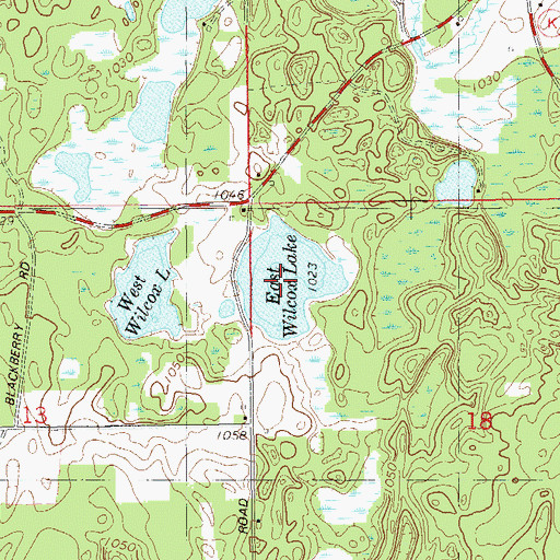 Topographic Map of East Wilcox Lake, WI