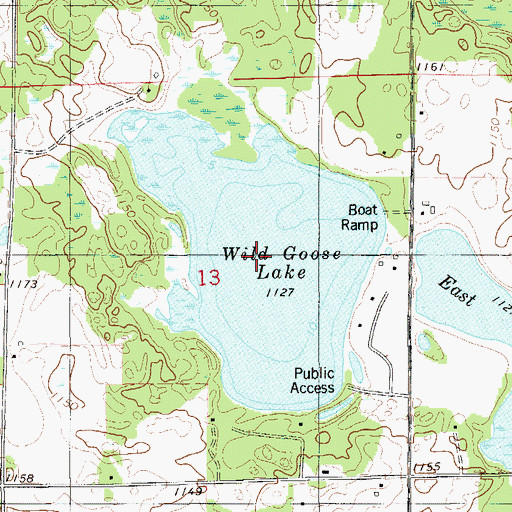 Topographic Map of Wild Goose Lake, WI