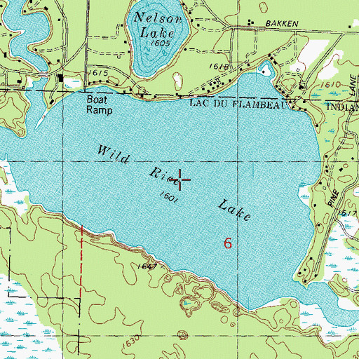 Topographic Map of Wild Rice Lake, WI