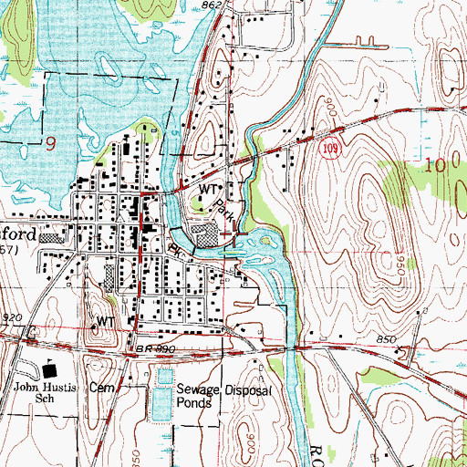 Topographic Map of Wildcat Creek, WI