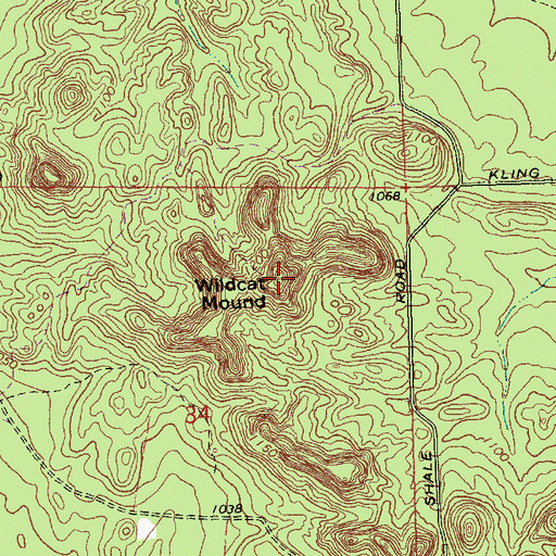 Topographic Map of Wildcat Mound, WI