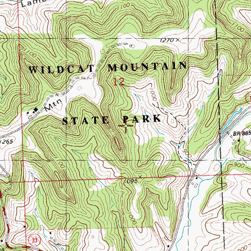 Topographic Map of Wildcat Mountain State Park, WI