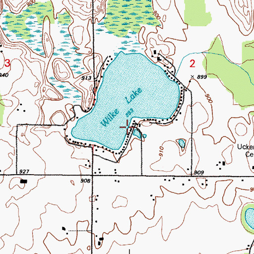 Topographic Map of Wilke Lake, WI