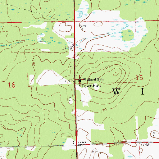 Topographic Map of Willard School, WI