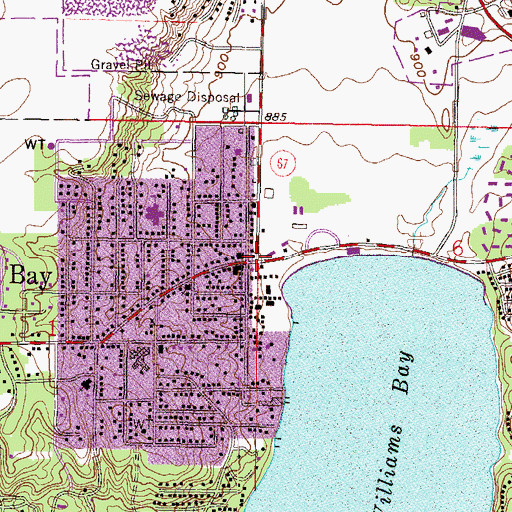 Topographic Map of Williams Bay, WI