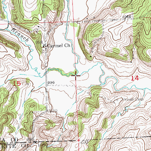 Topographic Map of Williams-Rewey Branch, WI