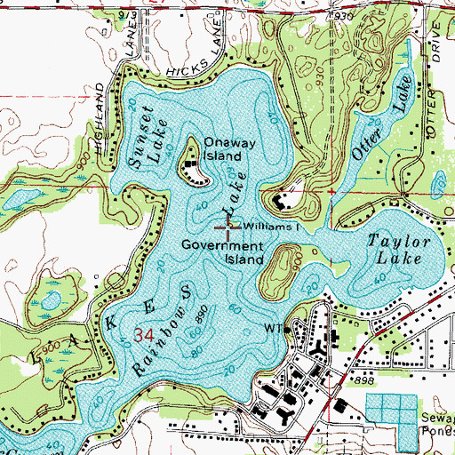 Topographic Map of Williams Island, WI