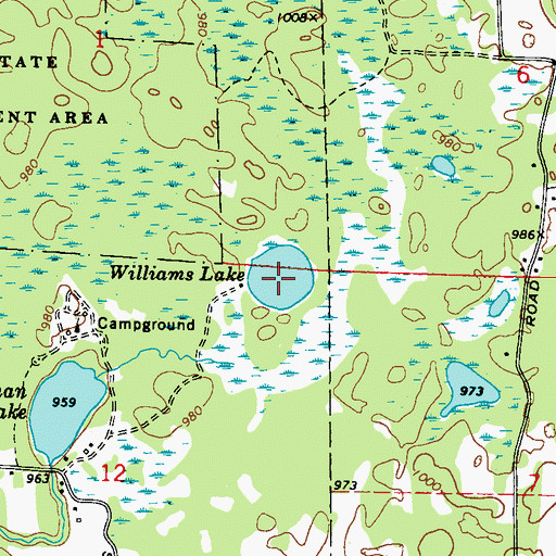 Topographic Map of Williams Lake, WI