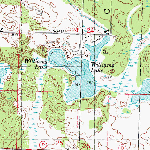 Topographic Map of Williams Lake, WI