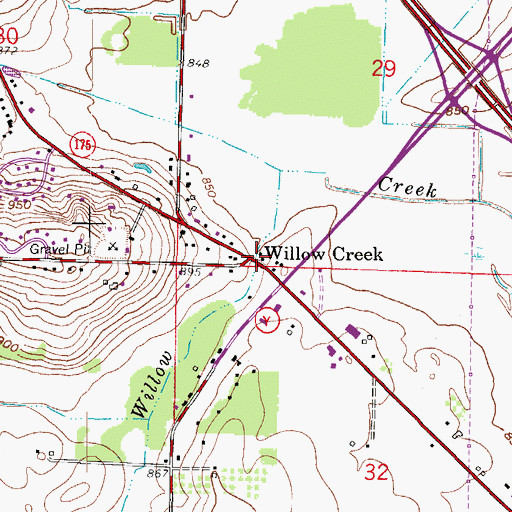 Topographic Map of Willow Creek, WI