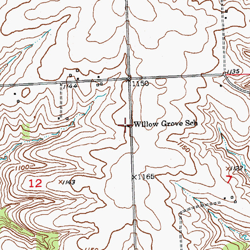 Topographic Map of Willow Grove School, WI